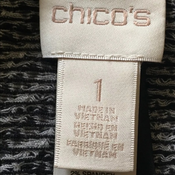 Chico’s Chevron Black and White Stripe Long Open Cardigan - Picture 3 of 9